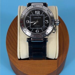 Cartier Pasha Stainless Steel Silver-Black Watch Back